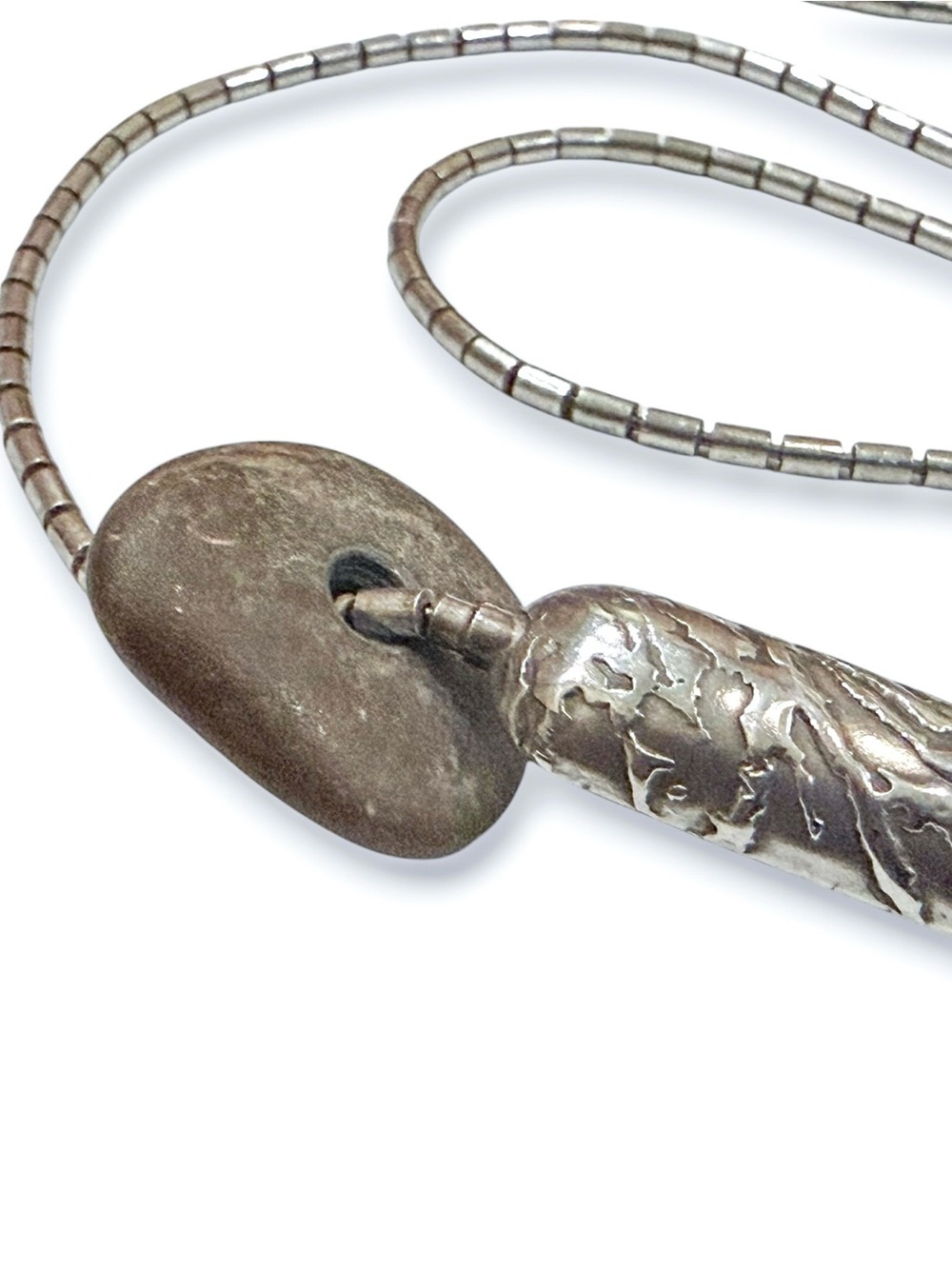 Jan Yager Unique Sterling Modernist Pillow Style Necklace with Stone Accent - Picture 8 of 16